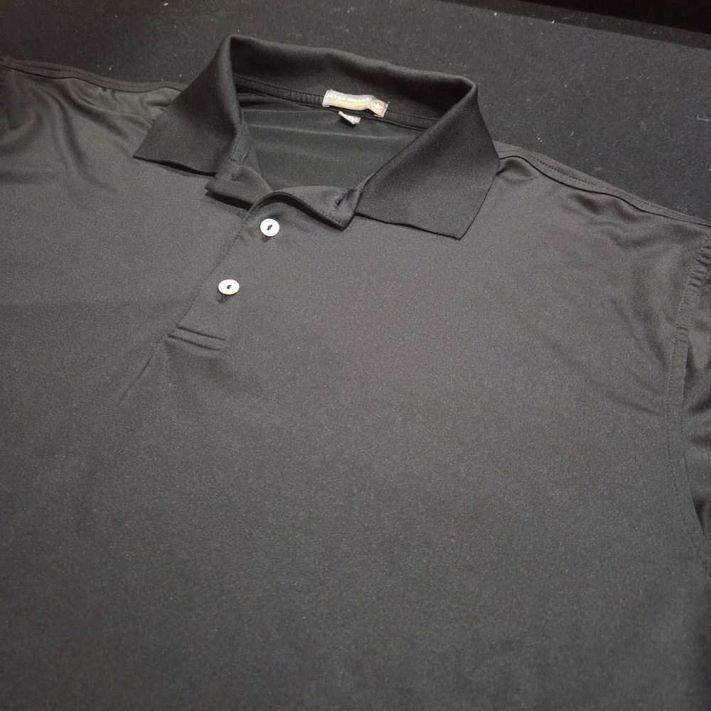 Peter Millar Summer Comfort Mens XL Black Short Sleeve Golf Polo Shirt Stretch